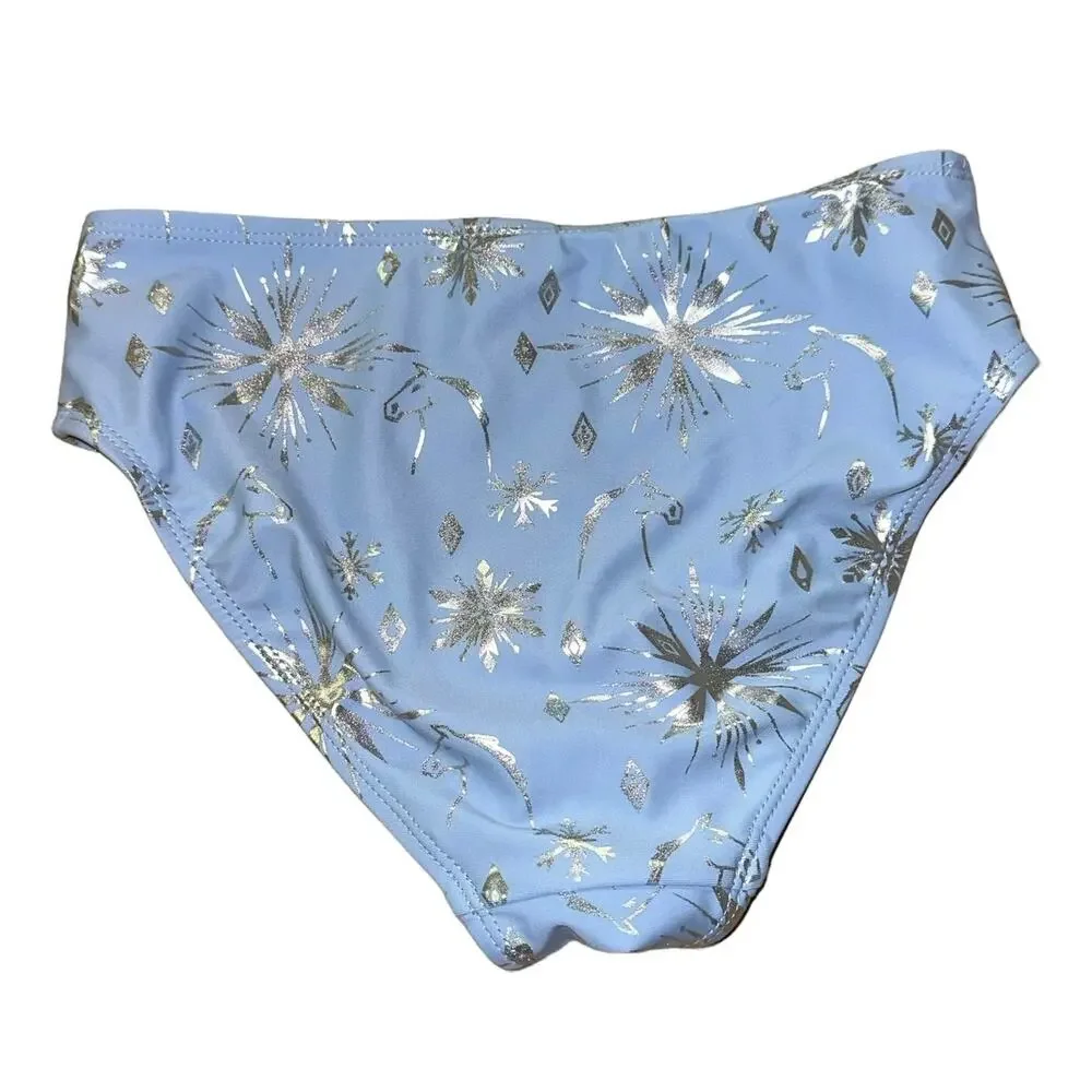 Disney Girls‎ Bikini Bottoms 9/10 NWOT Blue Silver Frozen Elsa Snowflake Swim